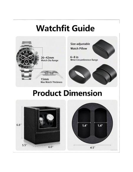 Winder de Reloj SHOWPIN Doble Automático 2 Slots USB Negro