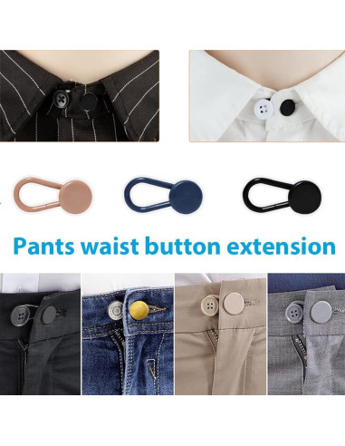 12 Extensores de Botón para Pantalones Rukinovi - Ajuste 2.54 a 3.56 cm