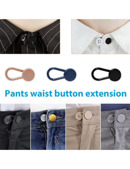 12 Extensores de Botón para Pantalones Rukinovi - Ajuste 2.54 a 3.56 cm