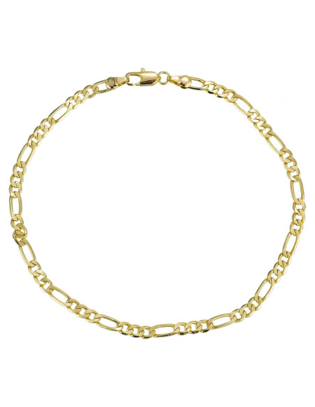 Pulsera de Tobillo de Oro Blanco 14K Kelistom Cadena Figaro 27.94 cm