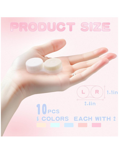Paquete de 10 cajas para lentes de contacto A-209, 5 colores