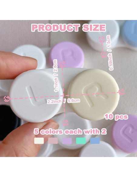 Paquete de 10 cajas para lentes de contacto A-209, 5 colores