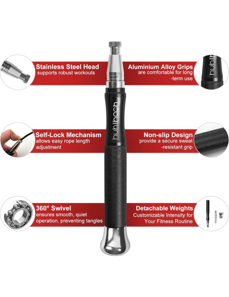 Cuerda de Salto con Peso Huhloch, 3m, Auto-Bloqueo, Antideslizante