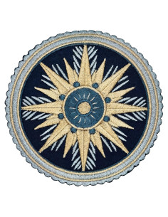 Parche de Hierro Brújula 8.89 cm - Bordado para Ropa y Mochilas