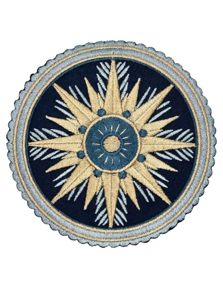 Parche de Hierro Brújula 8.89 cm - Bordado para Ropa y Mochilas
