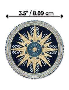 Parche de Hierro Brújula 8.89 cm - Bordado para Ropa y Mochilas 2