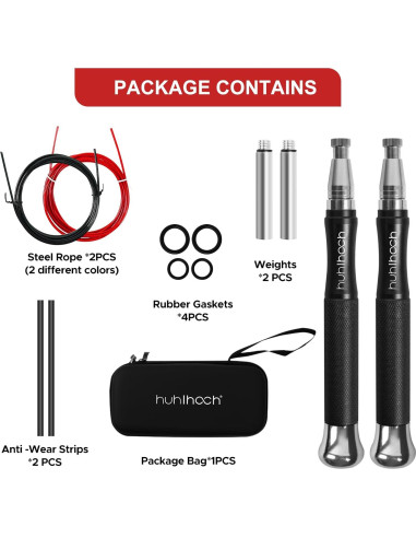 Cuerda de Salto con Peso Huhloch, 3m, Auto-Bloqueo, Antideslizante