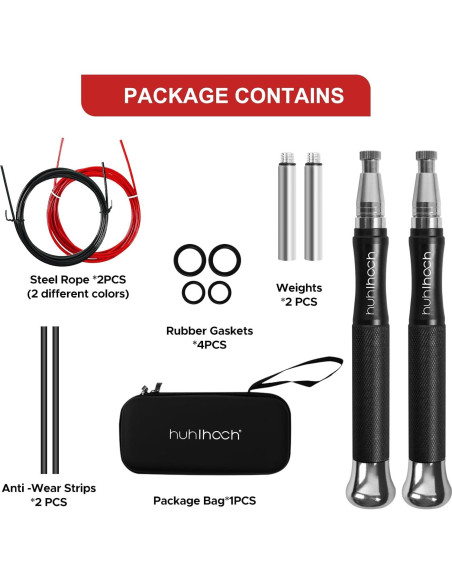 Cuerda de Salto con Peso Huhloch, 3m, Auto-Bloqueo, Antideslizante