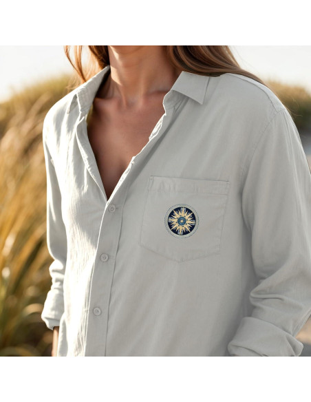 Parche de Hierro Brújula 8.89 cm - Bordado para Ropa y Mochilas