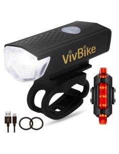 Luces Recargables para Bicicleta HerTime2, Faro 300 Lúmenes y Luz Trasera LED
