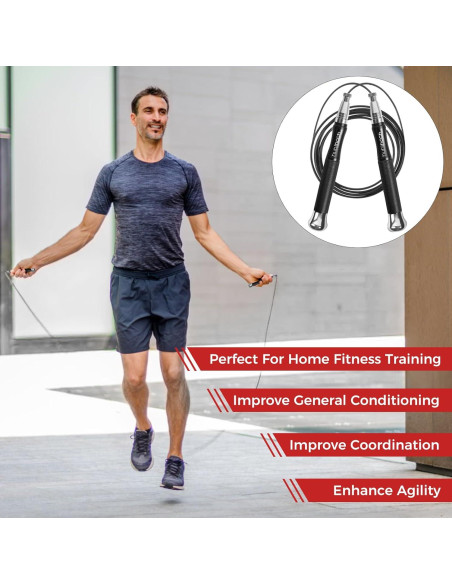 Cuerda de Salto con Peso Huhloch, 3m, Auto-Bloqueo, Antideslizante