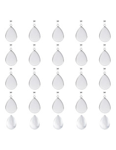 20 Juegos de Cabochones en Blanco con Bezel de Acero Inoxidable