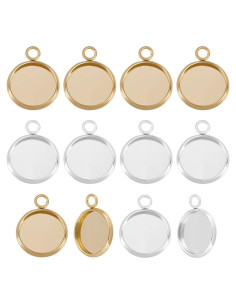 Caja 40Pcs Encantos Bezel Beebeecraft 12mm Acero Inoxidable