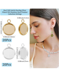 Caja 40Pcs Encantos Bezel Beebeecraft 12mm Acero Inoxidable 2