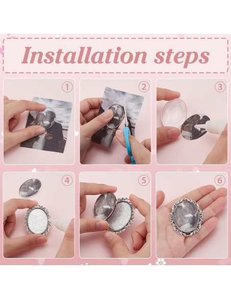 10 Sets Broche Cabochon Ovalado PH PandaHall 51x40 mm Plata