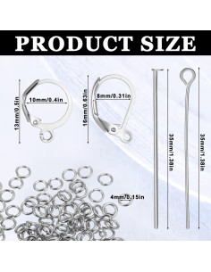 Kit de Fabricación de Pendientes Josojoou 180 Piezas Plata 2