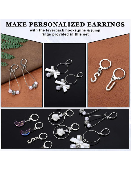 Kit de Fabricación de Pendientes Josojoou 180 Piezas Plata