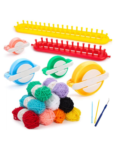 Juego de Telar de Tejer VGOODALL 18PCS con Ovillos de Hilo