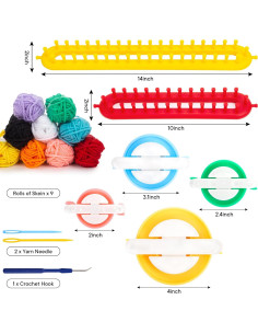 Juego de Telar de Tejer VGOODALL 18PCS con Ovillos de Hilo 2