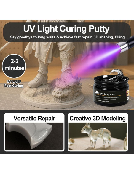 Masilla de Curado UV 100g 1DFAUL - Adhesivo Multiusos Rápido