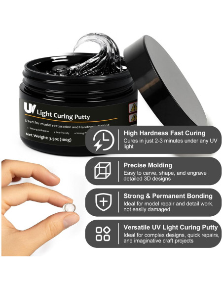 Masilla de Curado UV 100g 1DFAUL - Adhesivo Multiusos Rápido