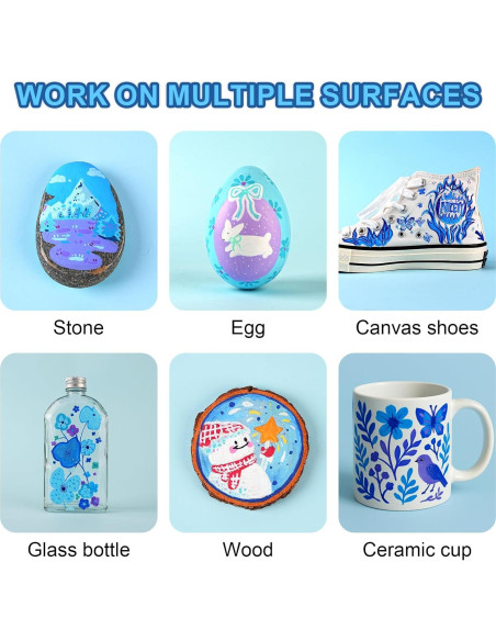 Marcadores Acrílicos NICETY 32 Colores Azul Punta de Pincel