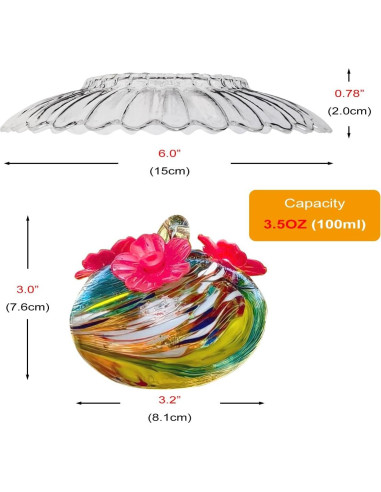 Alimentador de Colibríes de Vidrio HOLAHOMA 100 ml con Cubierta