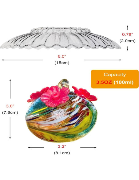 Alimentador de Colibríes de Vidrio HOLAHOMA 100 ml con Cubierta