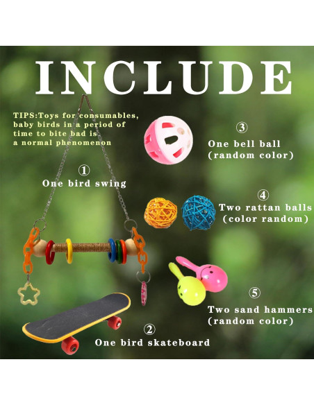 Juego de Juguetes para Periquitos Chakralux - 7 Piezas Coloridas