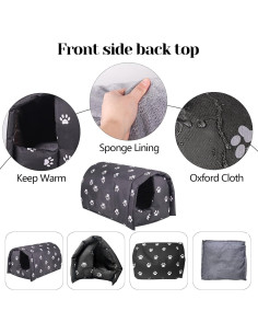 Refugio para Gatos Callejeros Fhiny, Casa Impermeable M 45x40x35cm 2