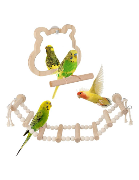 Conjunto de Juguetes para Aves Reshiho: Espejo y Escalera 38cm