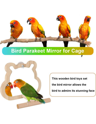 Conjunto de Juguetes para Aves Reshiho: Espejo y Escalera 38cm