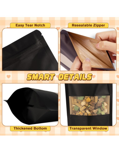 Paquete de 50 Bolsas Reutilizables Jetmore 12x20cm a Prueba de Olores