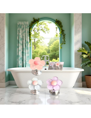 Juego de 3 Botones de Inodoro Multicolor Pxiryanlow Flor