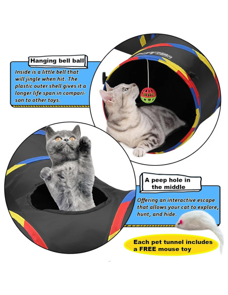 Túneles para Gatos SweetBin 3 Vías Plegables Negros