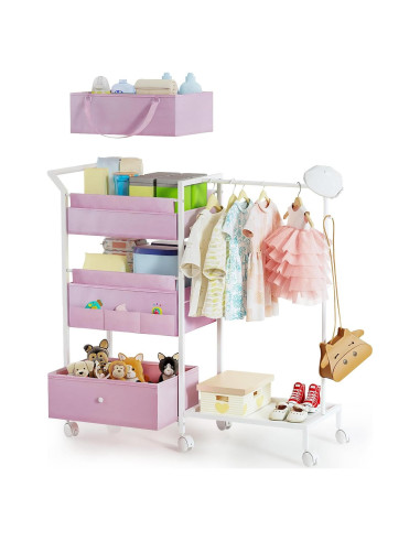 Carro Organizador de Pañales Orekemo Rosa 3 Niveles 84.8x30.5cm