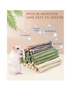 Palitos Masticables Naturales Bissap para Conejos y Roedores 60 PCS 2