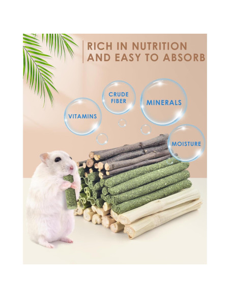 Palitos Masticables Naturales Bissap para Conejos y Roedores 60 PCS