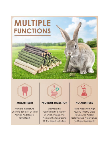 Palitos Masticables Naturales Bissap para Conejos y Roedores 60 PCS