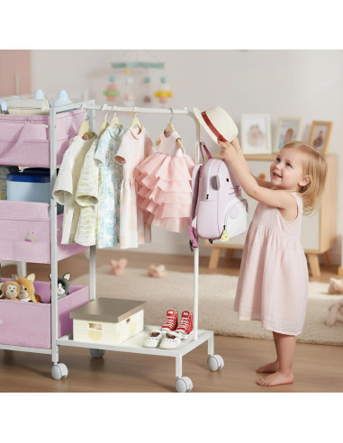 Carro Organizador de Pañales Orekemo Rosa 3 Niveles 84.8x30.5cm