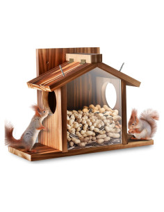 Comedero para Ardillas Zliiesns de Madera para Exterior 33x12.7cm