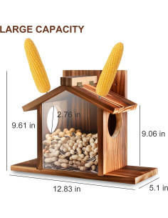 Comedero para Ardillas Zliiesns de Madera para Exterior 33x12.7cm 2