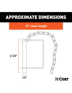 Pasador de Acoplador de Remolque CURT 25012 con Cadena 30.48 cm 2