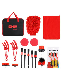 Kit de limpieza de automóviles DNA Motoring 19 piezas rojo