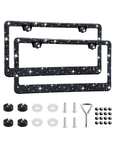 Marcos de Placas de Licencia GaRhomxy 2PCS Brillantes Negro