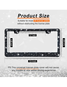 Marcos de Placas de Licencia GaRhomxy 2PCS Brillantes Negro 2