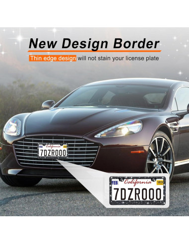 Marcos de Placas de Licencia GaRhomxy 2PCS Brillantes Negro