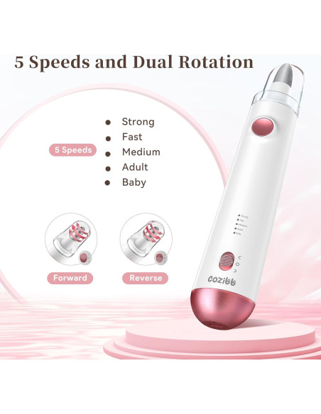 Taladro de Uñas Eléctrico CoziBB 8-en-1 Recargable con Luz LED