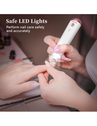 Taladro de Uñas Eléctrico CoziBB 8-en-1 Recargable con Luz LED