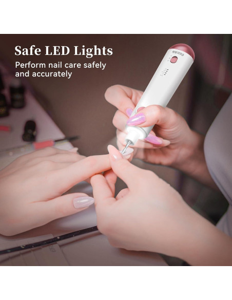 Taladro de Uñas Eléctrico CoziBB 8-en-1 Recargable con Luz LED